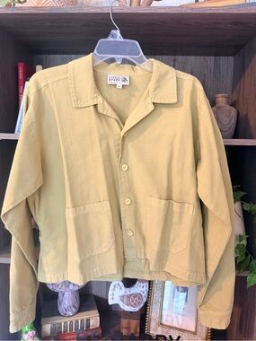 Women's Light  Greenish Yellow Button-Front Jacket
